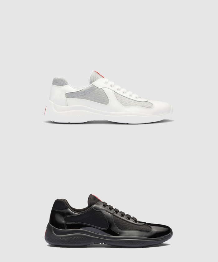 프라다 가죽 및 기능성 소재 스니커즈 4E3400