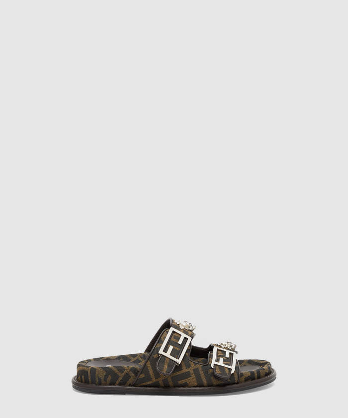 펜디 갈색 패브릭 슬라이드 8X8326